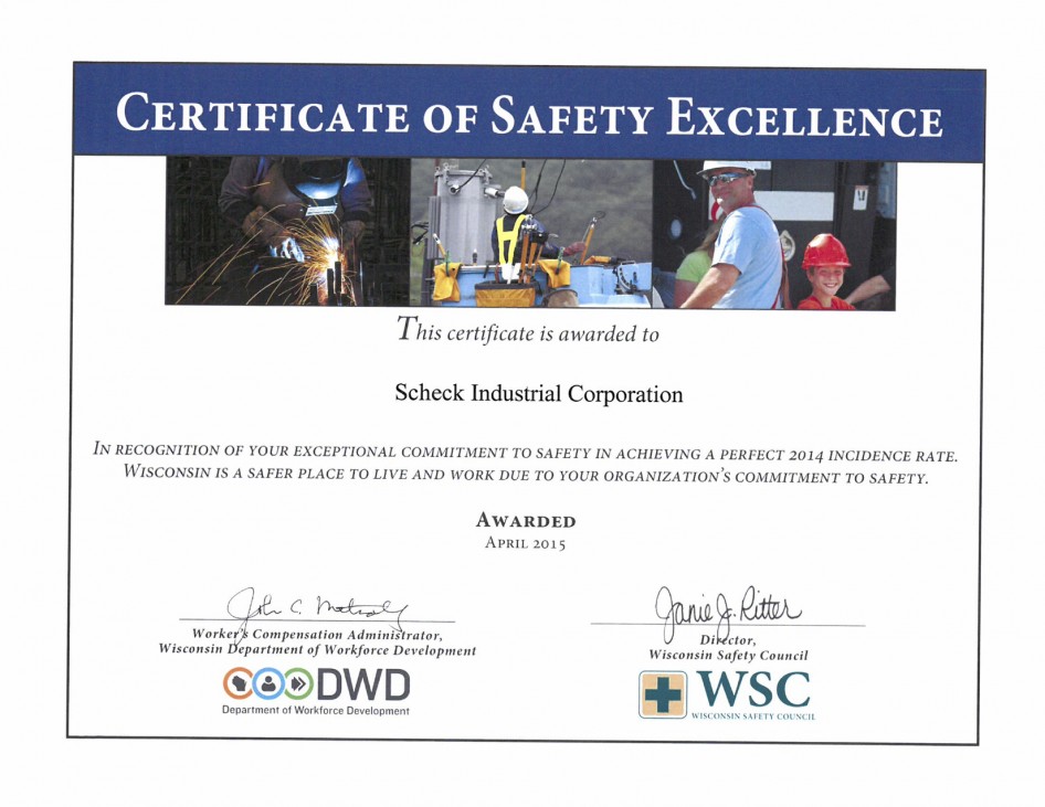 Scheck Industries » Safety Awards